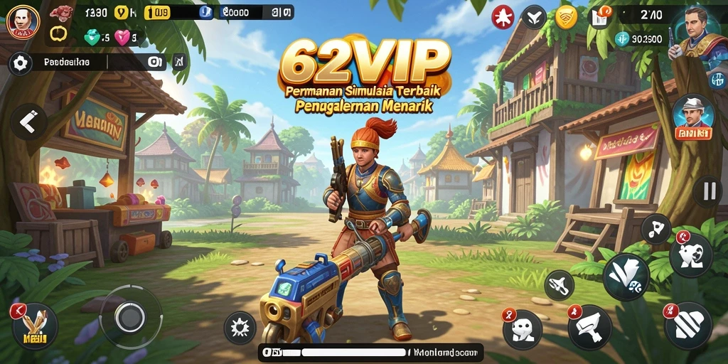 Screenshot 62VIP menampilkan momen gameplay simulator yang mendebarkan.
