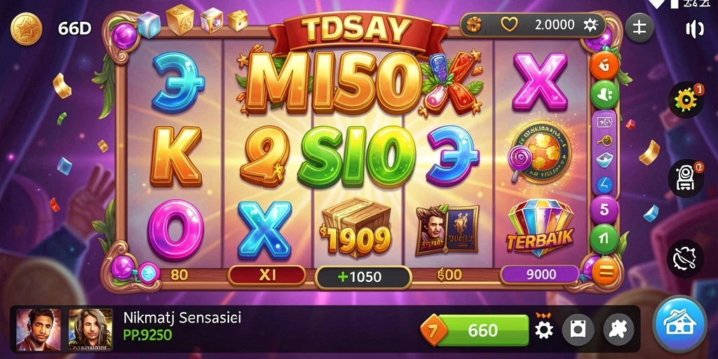 Tampilan gameplay Slot yang menarik dan penuh warna di 66D.