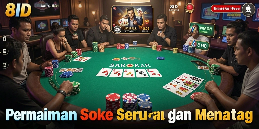 Tampilan exciting dari permainan Poker di 8ID dengan fitur interaktif.