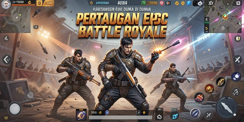 Tangkapan layar utama APEK88 menampilkan aksi seru dalam pertempuran Battle Royale.