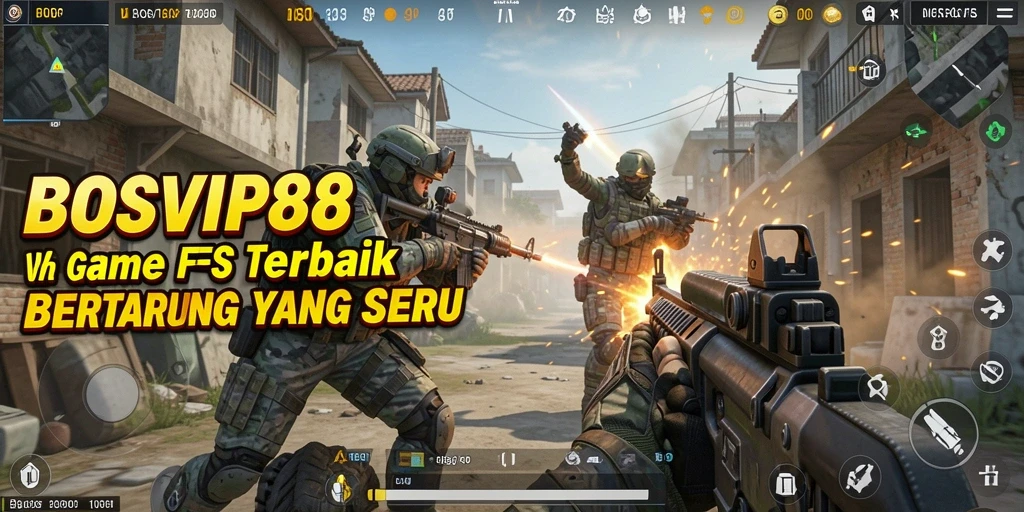 Screenshot gameplay BOSVIP88 yang menunjukkan aksi tembak-menembak yang intens.