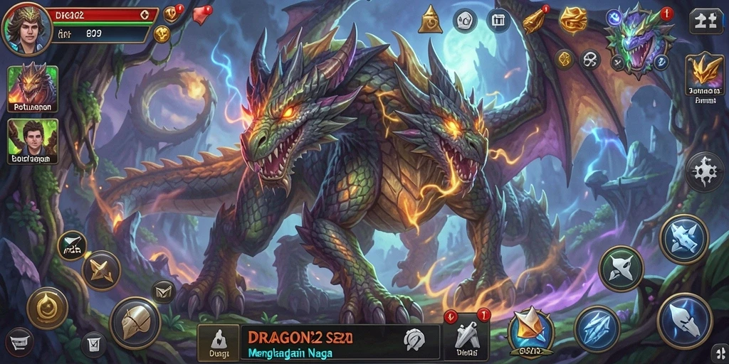 Tangkapan layar gameplay <strong>DRAGON222</strong> menunjukkan aksi seru melawan naga jahat.