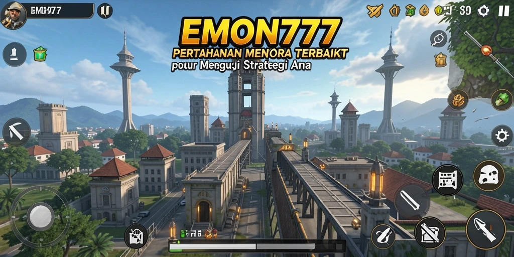 Tangkapan layar gameplay EMON777 menampilkan aksi strategi Tower Defense yang mendebarkan.