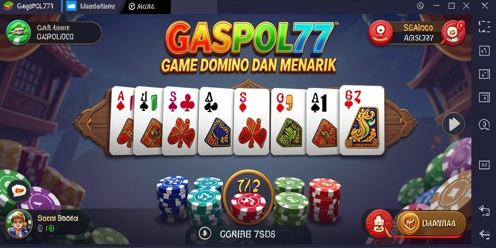 Screenshot utama GASPOL77 menampilkan gameplay domino yang seru.