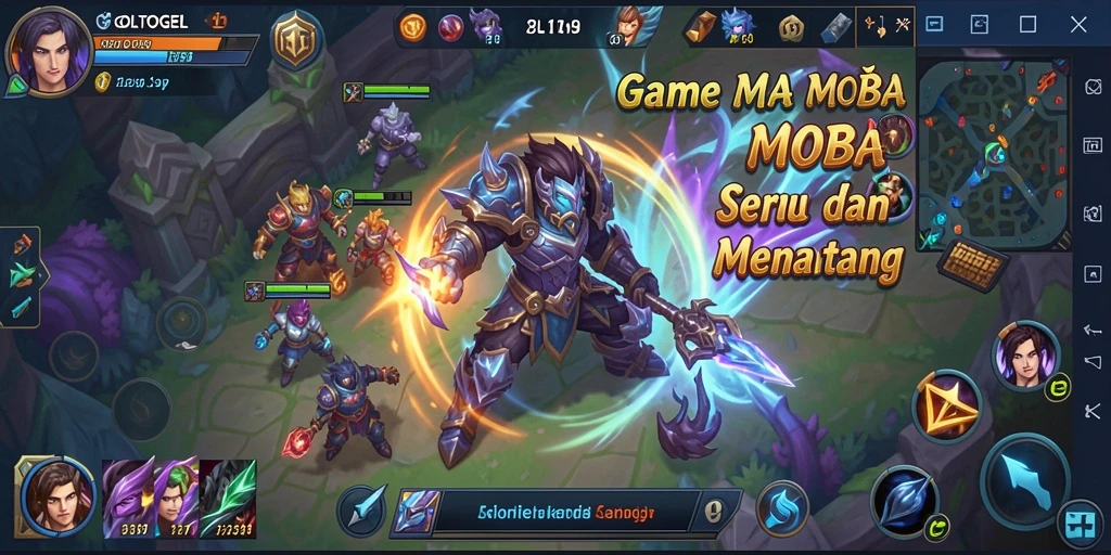 Screenshot GOLTOGEL menampilkan aksi pertempuran seru dalam mode MOBA.