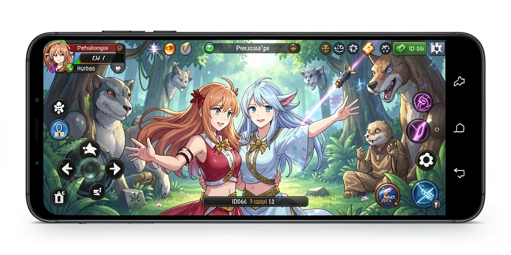 Screenshot gameplay ID66 yang menampilkan aksi karakter anime.