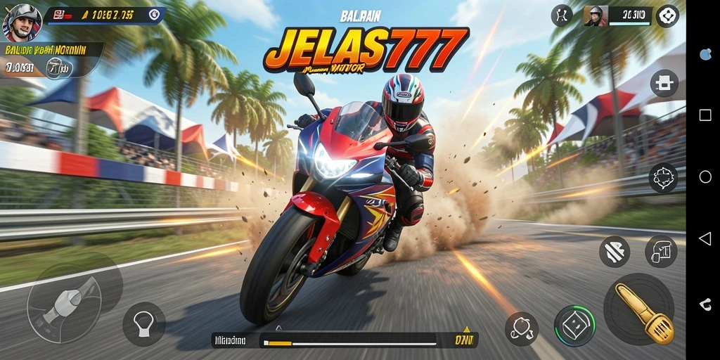 Gameplay seru di JELAS777 saat balapan motor.