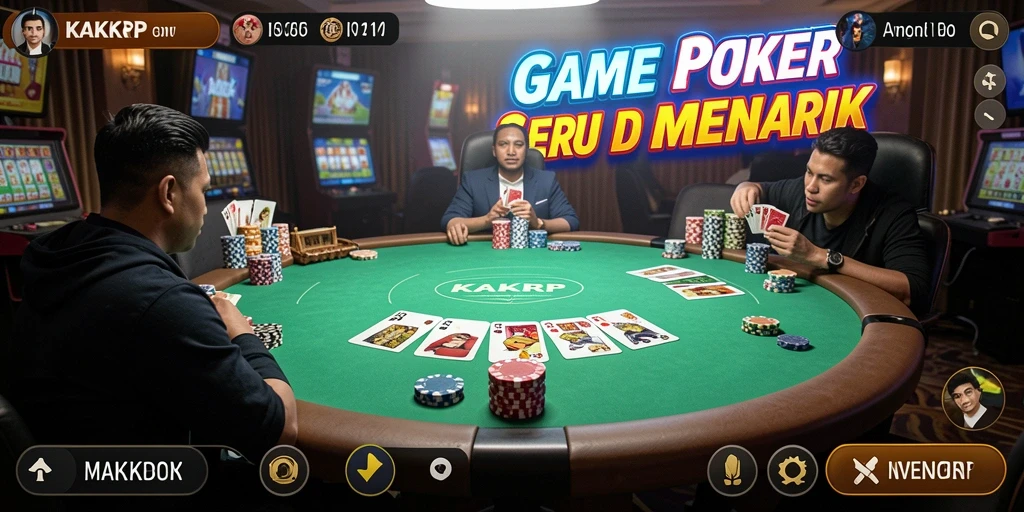 Tampilan gameplay KAKRP yang mendebarkan dengan interaksi pemain poker.