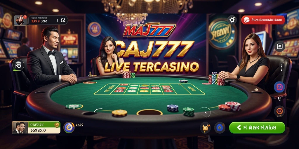 Tampilan screenshot MAJ777 yang menunjukkan dealer langsung dalam aksi bermain Live Casino.