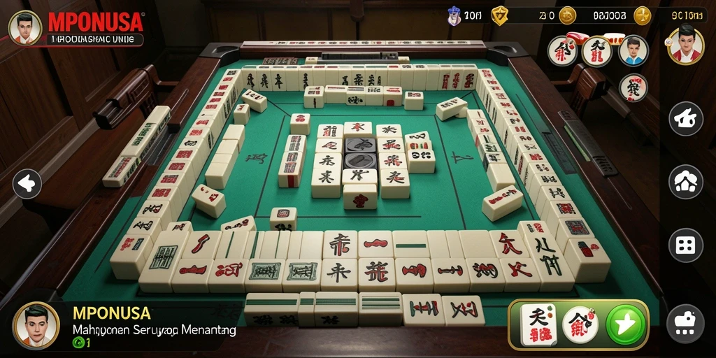 Gameplay menarik MPONUSA dengan desain Mahjong yang menawan.