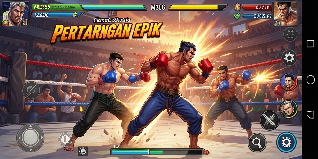 Tampilan gameplay MZ356 dengan pertarungan yang mendebarkan.