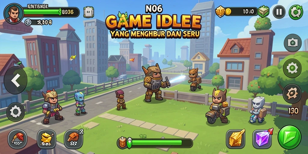 Screenshot gameplay N06 menampilkan kemajuan karakter dalam mode Idle.