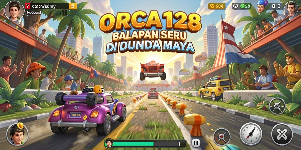 Screenshot gameplay Racing ORCA128 yang penuh aksi.