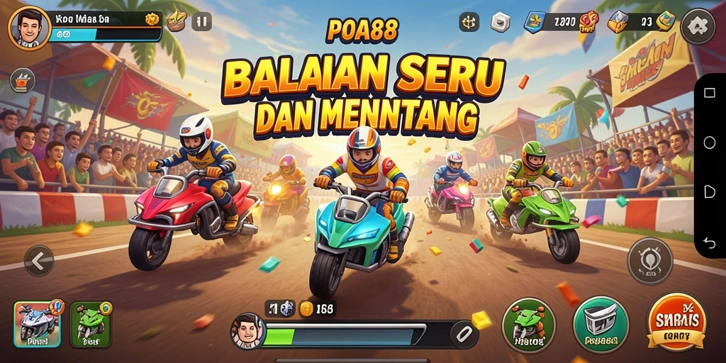 Gameplay seru dalam POA88 menampilkan balapan yang mendebarkan.