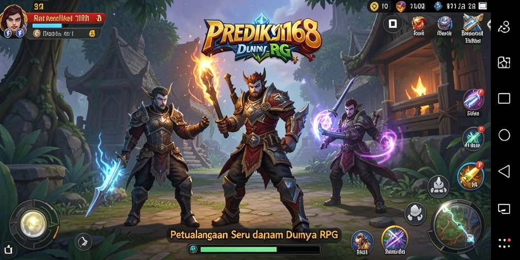 Screenshot gameplay menunjukkan pertempuran epik dalam PREDIKSI168.