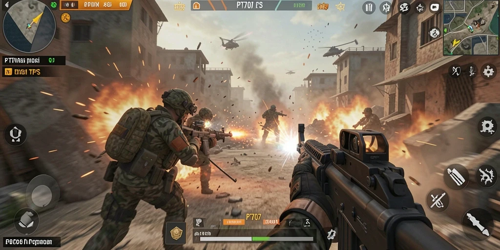Gameplay intens PT707 dengan aksi pertempuran yang cepat.