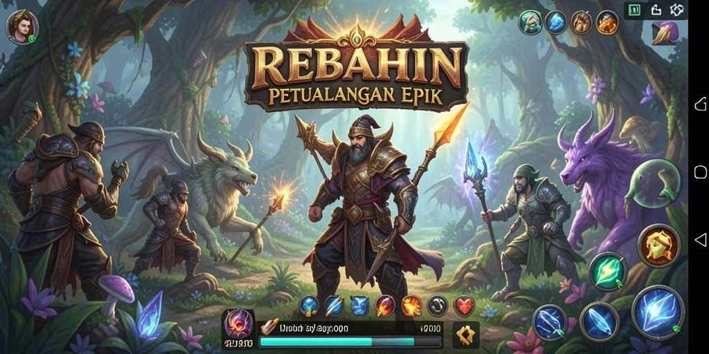 Menampilkan aksi penuh dalam pertempuran RPG yang mendebarkan.