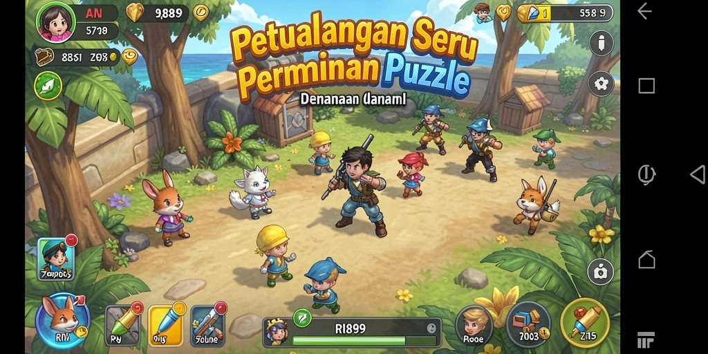 Tampilan gameplay RI889 yang menarik dan penuh warna dalam permainan Puzzle.